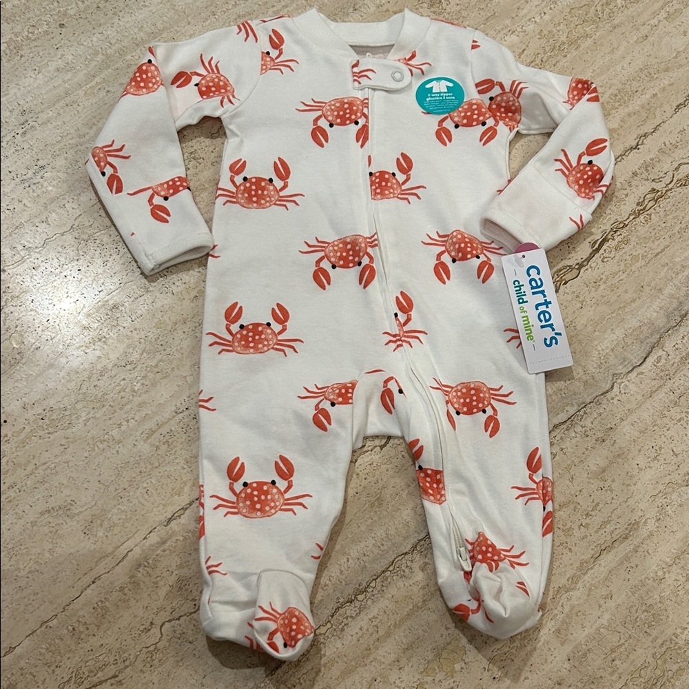 NEW 🆕 Carter's Kids Footie with Crab Design - Cream and Red Pyjamas